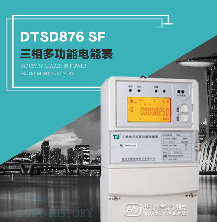 產品型號：DTSD876 SF型 三相多功能電能表
精度等級：有功0.5級 1級；無功2級&nbsp;
額定電壓： 3×100V 3×57.7/100V 3×220/380V&nbsp;
額定電流： 1.5(6)A 5(20)A 10(40)A 15(60)A 20(80)A 30(100)A&nbsp;
頻 率： -40℃～+70℃&nbsp;
工作溫度：≤0.5S&nbsp;
顯示方式： ≥1000mAh&nbsp;
整機功耗： ≥10年&nbsp;
重量： 約2.4kg&nbsp;
外形尺寸： 293mm×175mm×80mm