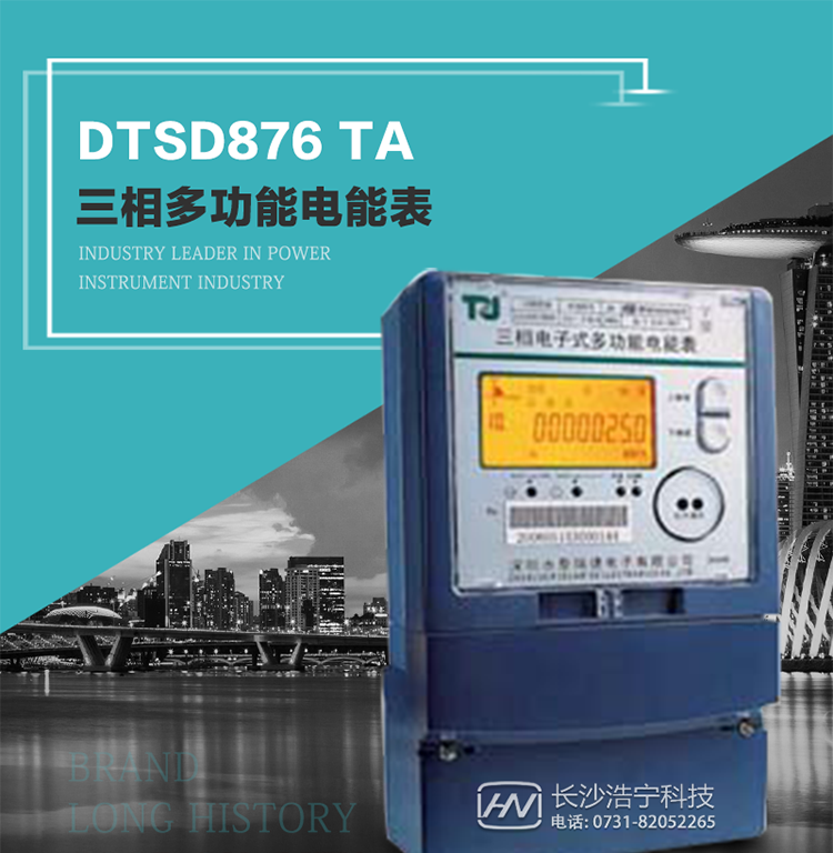 產品型號：DTSD876 TA型三相多功能電能表
精度等級：有功0.5S級 1級；無功2級&nbsp;
額定電壓： 3×100V 3×57.7/100V 3×220/380V&nbsp;
額定電流： 1(2)A～30(100)A&nbsp;
頻 率： -40℃～+70℃&nbsp;
工作溫度：≤0.5S&nbsp;
顯示方式： ≥1000mAh&nbsp;
整機功耗： ≥10年&nbsp;
重量： 約2.4kg&nbsp;
外形尺寸： 293mm×175mm×80mm