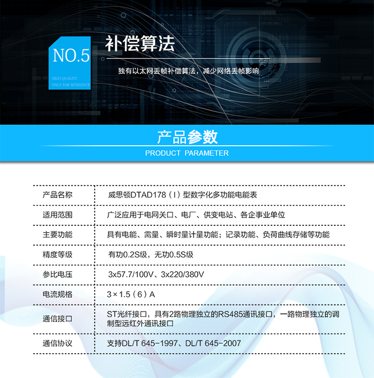 技術(shù)指標(biāo)
技術(shù)參數(shù)項目	項目內(nèi)容
技術(shù)標(biāo)準(zhǔn)	GB/T&nbsp;17215.322-2008&nbsp;&nbsp;GB/T&nbsp;17215.323-2008&nbsp;&nbsp;DL/T&nbsp;614-2007
Q/GDW&nbsp;357-2009&nbsp;&nbsp;Q/GDW&nbsp;358-2009
通訊接口	與過程層通訊接口（可根據(jù)用戶要求定制）：
ST光纖接口，多模，波長1300nm，100Mbps
&nbsp;	與站控層或電量采集器通訊接口：
具有2路物理獨(dú)立的RS485通訊接口。
&nbsp;	本地維護(hù)通訊接口：
具有一路物理獨(dú)立的調(diào)制型遠(yuǎn)紅外通訊接口。
通訊協(xié)議	與過程層通訊協(xié)議：
支持IEC61850-9-1、IEC61850-9-2、IEC61850-9-2LE、GMRP標(biāo)準(zhǔn)
&nbsp;	與站控層或電量采集器通訊協(xié)議：
支持DL/T&nbsp;645-1997、DL/T&nbsp;645-2007
&nbsp;	本地維護(hù)通訊協(xié)議：
支持DL/T&nbsp;645-2007
工作電源	雙路冗余外接電源供電，可任意接入一路或同時接入兩路。
兩路電源均為交直流自適應(yīng)，電源輸入范圍為85V～265V。
采樣速率	支持4～12.8kHz采樣
整機(jī)功耗	<10VA
工作溫度	-25℃～+55℃
相對濕度	≤95%(無凝露)
時鐘誤差	≤0.5s/d（23℃）
負(fù)荷曲線存儲容量	4Mbytes